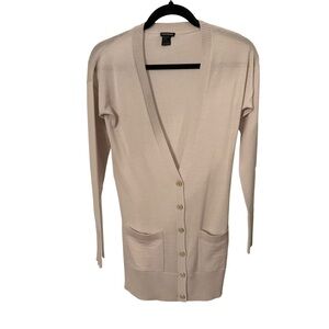 Club Monaco Women’s Light Weight Wool Sweater Pockets Taupe New Sz S/P